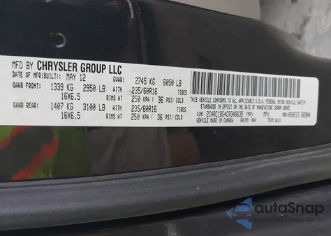 2012 Chrysler Town & Country Touring z USA, uszkodzony, nr VIN 2C4RC1BG4CR348635